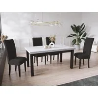 WFL GROUP Esstisch Gemini ausziehbar rechteckig modern mit schwarzen Holzbeinen (MADE IN EU, 5 Gr. – 120/140/160/170/200 cm ausziehbar auf 160/180/210/250/300 cm), platzsparender Tisch in Holzoptik für Küche, Esszimmer oder Wohnzimmer
