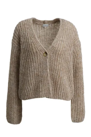 Milano Italy - v neck drop shoulder 1/1 sleeve sand - Gr. - L