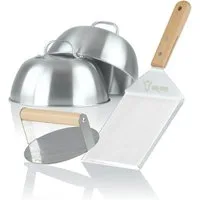 BBQ-Toro Grillbesteck-Set Edelstahl Smash Burger Set, 4-teilig, Set mit Burgerglocken, Wender, (4 tlg), 4-teilig