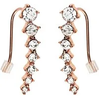 LÖB Ohrklemme Ohrklemme 750 Roségold vergoldet Zirkonia Ohrkletterer Bogen Modern (Geschenke für Frauen Damen Beste Freundin Mutter Mama Ehefrau Oma sie zum Geburtstag Schmuck Sommer, Inkl. Schmuckbox), Ohrstecker Ohrmanschette Glitzer Strass Ohr Kle