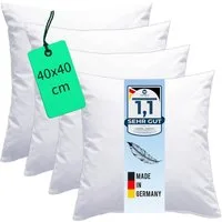 Luxusfeder Kissenfüllung 4er Set Daunenkissen 40x40 cm Daunenfüllung Sofakissen Füllkissen, Made in Germany
