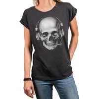 MAKAYA Print-Shirt Damen Cooles T-Shirt mit Totenkopf Design Skull Top - Aufdruck Gothic (Kurzarm, Rundhals, Schwarz, Blau, Grau) große Größen