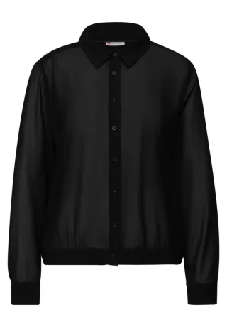 Street One - Chiffon Hemdbluse schwarz - Gr. - 36