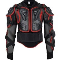 FunSport-Factory Protektorenjacke Protektorenjacke Erwachsene Schwarz-Rot, Hartschale, atmungsaktiv, verstellbar, Taillengurt, flexibel