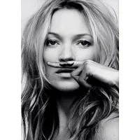 TPFLiving Kunstdruck OHNE RAHMEN, Vintage retro Fotografie - Kate Moss - Wandkunst für Mädchen - (Leinwandbild XXL), Farben: Farben: schwarz, weiß - Größe: 20x30cm