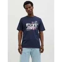 Jack & Jones Print-Shirt JJJAXON – T-Shirt mit Print, Rundhals und Baumwolle Print, modisch, regular fit, Jersey, Rundhals