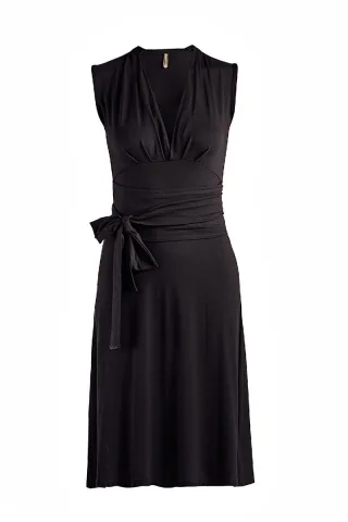 Ärmelloses Empire-Linienkleid aus schwarzem Jersey
