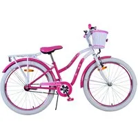 Volare Kinderfahrrad 24 ZOLL Kinder Mädchen Fahrrad Kinderfahrrad Rad LOVELY Rosa 24120, 1 Gang, Rücktrittbremse, Korb, Seitenständer, Gepäckträger, Schutzbleche
