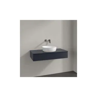 Villeroy und Boch Antao Waschtisch-Unterschrank L09150HG mit Beleuchtung, 1 Auszug, 1000 x 190 x 500 mm, Front mit Struktur, Midnight Blue Matt Lacquer / Midnight Blue Matt Lacquer
