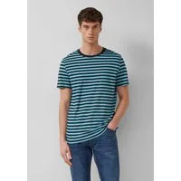 s.Oliver Kurzarmshirt T-Shirt Gestreiftes T-Shirt in Flammgarnstruktur