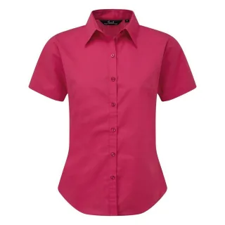 Premier Damen Kurzarm Popeline Bluse / Arbeitshemd (Hot Pink)