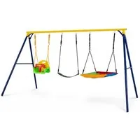 COSTWAY Doppelschaukel, Kinderschaukel, Schaukelgestell aus Metall, verstellbar