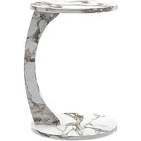 en.casa Beistelltisch, »Holeby« C-Form mit 4 Rollen rund 56xØ38 cm Marmoroptik, cremeweiß