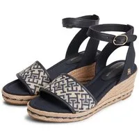 Tommy Hilfiger TH MID ESPAD WEDGE JACQUARD Keilsandalette Sommerschuh, Riemchensandale mit kontrastreicher TH-Stickerei