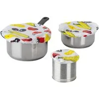 WESTMARK Vorratsdose 5 flexible Topfhauben/-abdeckungen, mit Gummizug, Kunststoff, Weiß/Bun, PE