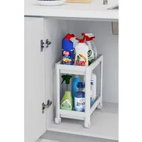 Luxury Bites Spülenunterschrank Flexibles Untertischregal mit Rollen, 2 Ebenen