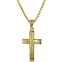 trendor Kreuzkette 75125, Anhänger Kreuz 585 Gold (14 Karat) mit goldplattierter Kette