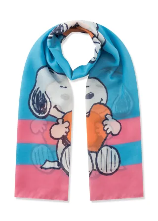 Peanuts Schal aus recyceltem Polyester mit Snoopy-Motiven blau - Gr. - one size