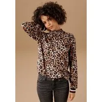 Aniston CASUAL Langarmshirt mit trendigem Animal-Print und gestreiften Bündchen