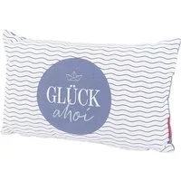 Dekokissen Kissen aus Baumwolle Glück ahoi Schiff blau weiß 25x40cm von La Vida