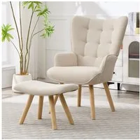CANMOV Relaxsessel Moderner Relaxsessel mit Hocker, Bequemer Lounge Sessel für Wohnzimmer (bestehend aus Sessel und Hocker), Ergonomischer Polstersessel mit Hocker, Bequemer Lesesessel