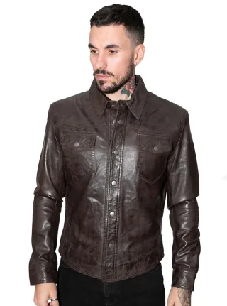 Herren Retro-Lederhemd-Jeansjacke-Peking