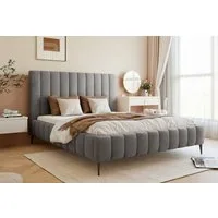 Goldstoff Polsterbett Luxuriöses Bett "MAGNUS" mit hohem Kopfteil und praktischem Stauraum (120–200x200 cm, Kopfteilhöhe: 90/110 cm, Seitenhöhe: 25/40 cm), Luxuriöses Schlafzimmerbett mit hohem Kopfteil und Stauraumfach