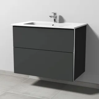 Sanipa 3way Waschtischunterbau zu Duravit ME by Starck Waschtisch mit 2 Auszügen, Graphit-Matt BP7251B