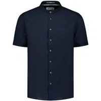 NO EXCESS Leinenhemd Shirt Short Sleeve Grandad - Leinenhemd - Basic Herrenhemd