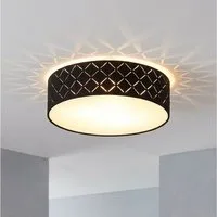 GLOBO LIGHTING LED Deckenleuchte, Leuchtmittel inklusive, Warmweiß, LED Decken Strahler Leuchte rund schwarz Dekor Stanzungen gold