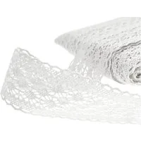 maDDma Spitzenband 1m / Meterware Klöppelspitze aus Baumwolle, Breite 63mm, weiß