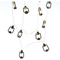 MARELIDA LED-Lichterkette Mini Laternen Dekogirlande mit 10 schwarzen Mini Sturmlaternen L: 1,8m, 10-flammig