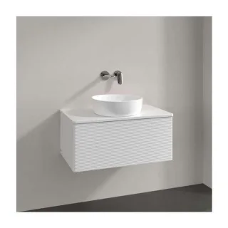Villeroy und Boch Antao Waschtisch-Unterschrank L30150GF mit Beleuchtung, 1 Auszug, 800 x 360 x 500 mm, Front mit Struktur, Glossy White Lacquer / Glossy White Lacquer