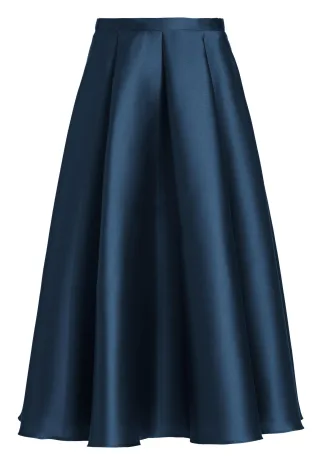 SWING - Faltenrock aus Twill navy - Gr. - 38