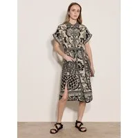 Apricot Midikleid Midi-Kleid mit Blumen- und Ananas-Print
