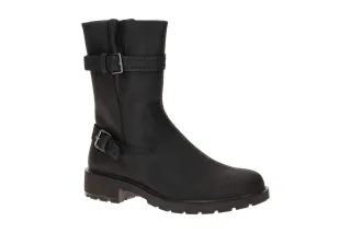 Ecco 23138302001 Biker Boot Damen Stiefelette Schwarz Fettleder Dual Fit
