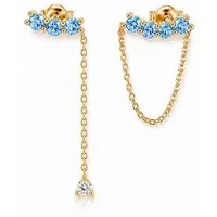 Suzan Gold Creolen-Set Ohrringe mit Kette 925 Sterling Silber – Elegante asymmetrische