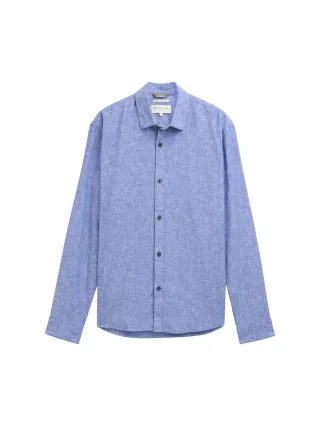 Denim Tom Tailor - Relaxed Fit Hemd mit Leinenanteil royal blue chambray - Gr. - L