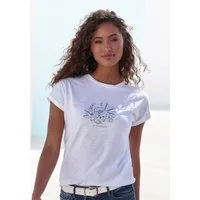 Vivance T-Shirt mit goldenfarben schimmerndem Folienprint aus luftiger Baumwoll-Qualität