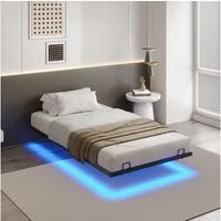 MSMASK Metallbett Schwebebett Bettgestell mit LED-Beleuchtung (Ohne Matratze), 90x200cm