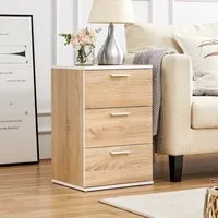 Yaheetech Nachttisch Beistelltisch (1-St), Nachtschrank mit 3 Schubladen, 40 x 35 x 60,5 cm