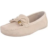 Ital-Design Bequemer Slipper mit Schleife für Damen, ideal für Freizeit Slipper (91554464) Flach Mokassins in Beige