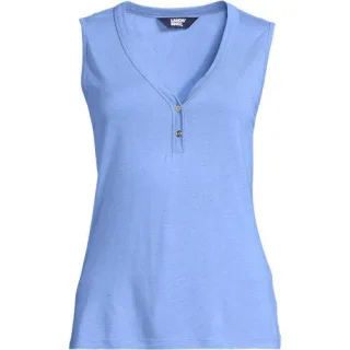 Top aus Leinenmix für Damen, Damen, size: regular, Blau, Baumwolle/Leinen/Baumwoll-Mischung, by Lands' End