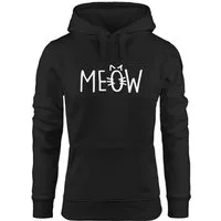 MoonWorks Hoodie Hoodie Damen Katze Meow Miau Cat Sweatshirt Kapuze Kapuzenpullover