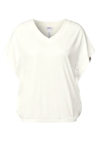 Cecil - Lässiges V-Neck Shirt weiß - Gr. - L
