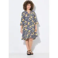 Ulla Popken Jerseykleid Jerseykleid A-Linie Tunika-Ausschnitt 3/4-Arm