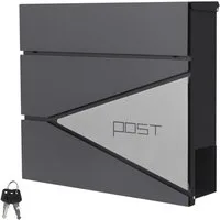 ML-DESIGN Briefkasten Postkasten mit Zeitungsfach, abschließbar 2 Schlüssel, Wandmontage, Mailbox Wandbriefkasten mit Zeitungsrolle für Wandmontage