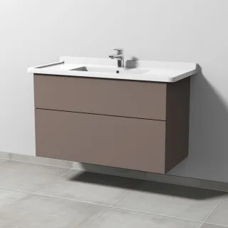 Sanipa 3way Waschtischunterbau zu Duravit Starck 3 Waschtisch mit 2 Auszügen, Taupe-Matt SP7121T