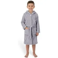 Gräfenstayn Kinderbademantel aus Fleece mit Kapuze & Knopf – Flauschiger Kinder-Bademantel, für Jungen & Mädchen, Größe 122–128