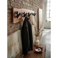 KADIMA DESIGN Wandgarderobe Design Wandgarderobe Akazie Massivholz / Metall 60 x 17 x 9 cm (Garderobe Holz), Hakenleiste Flurgarderobe Wand